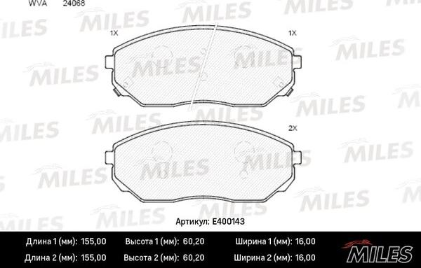 Miles E400143 - Гальмівні колодки, дискові гальма avtolavka.club