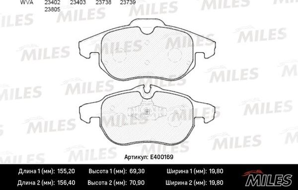 Miles E400169 - Гальмівні колодки, дискові гальма avtolavka.club