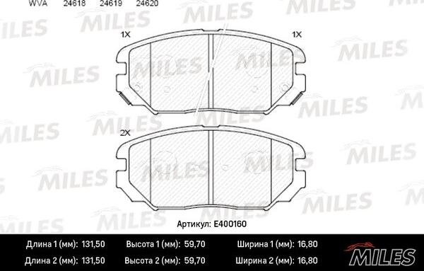 Miles E400160 - Гальмівні колодки, дискові гальма avtolavka.club