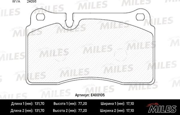 Miles E400105 - Гальмівні колодки, дискові гальма avtolavka.club