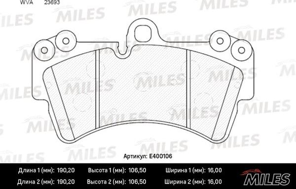 Miles E400106 - Гальмівні колодки, дискові гальма avtolavka.club