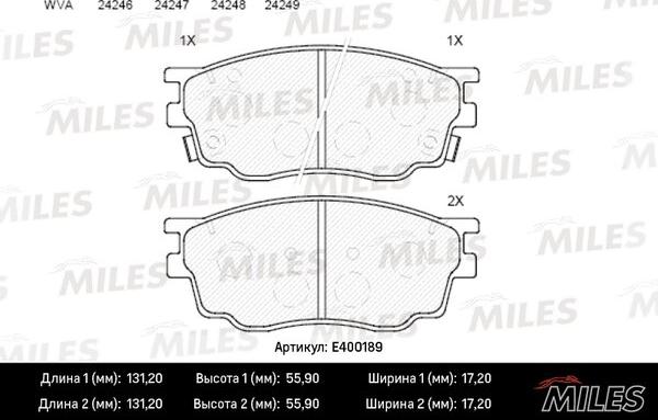 Miles E400189 - Гальмівні колодки, дискові гальма avtolavka.club