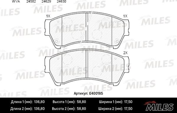 Miles E400185 - Гальмівні колодки, дискові гальма avtolavka.club