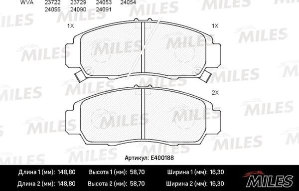 Miles E400188 - Гальмівні колодки, дискові гальма avtolavka.club