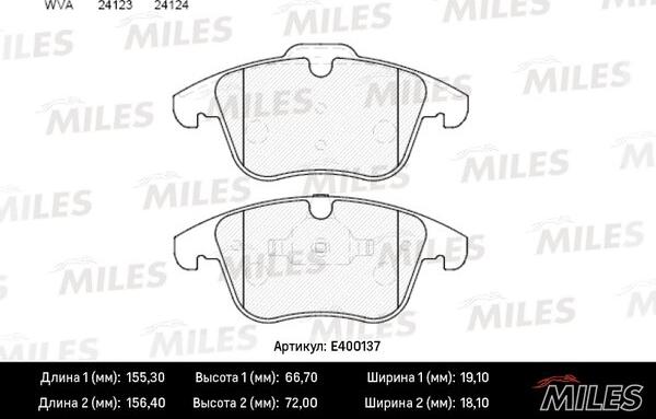 Miles E400137 - Гальмівні колодки, дискові гальма avtolavka.club