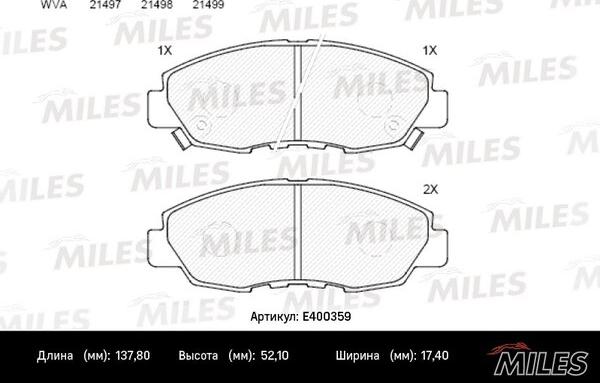 Miles E400359 - Гальмівні колодки, дискові гальма avtolavka.club