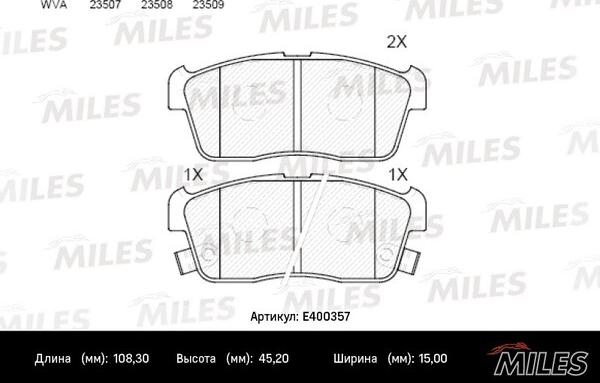 Miles E400357 - Гальмівні колодки, дискові гальма avtolavka.club