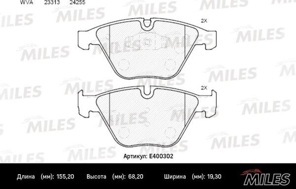 Miles E400302 - Гальмівні колодки, дискові гальма avtolavka.club