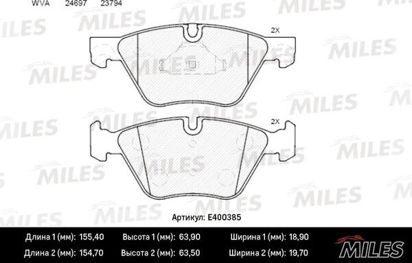 Miles E400385 - Гальмівні колодки, дискові гальма avtolavka.club