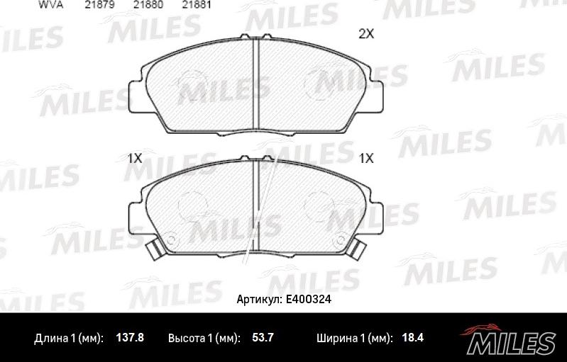 Miles E400324 - Гальмівні колодки, дискові гальма avtolavka.club