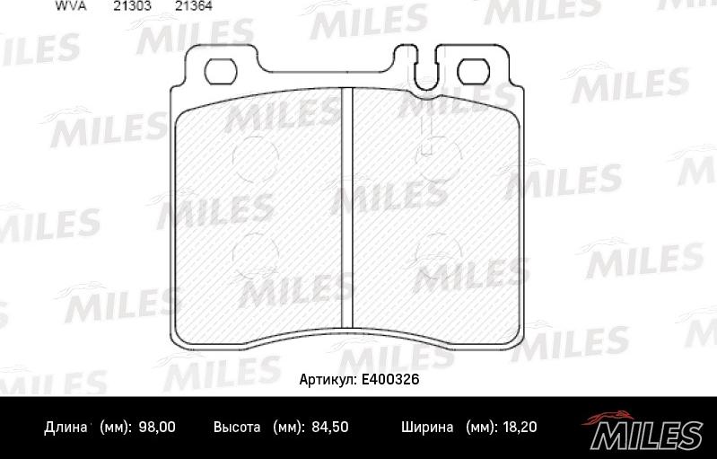 Miles E400326 - Гальмівні колодки, дискові гальма avtolavka.club