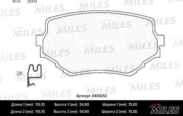 Miles E400252 - Гальмівні колодки, дискові гальма avtolavka.club