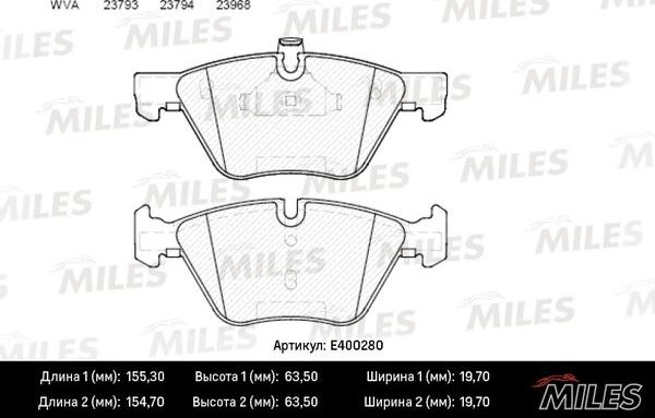 Miles E400280 - Гальмівні колодки, дискові гальма avtolavka.club