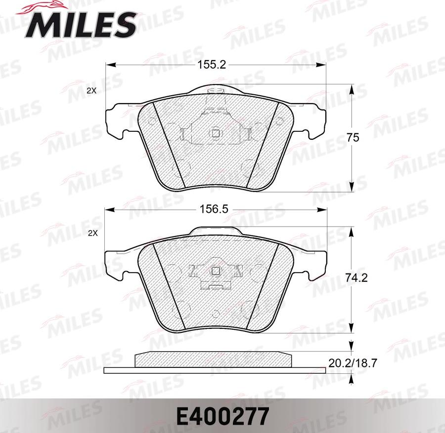 Miles E400277 - Гальмівні колодки, дискові гальма avtolavka.club