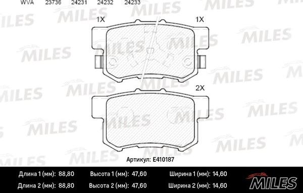 Miles E410187 - Гальмівні колодки, дискові гальма avtolavka.club