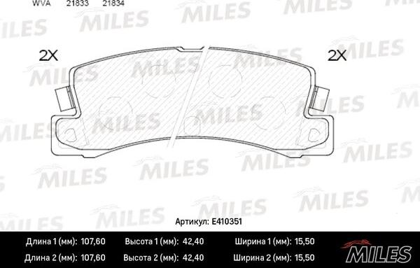 Miles E410351 - Гальмівні колодки, дискові гальма avtolavka.club