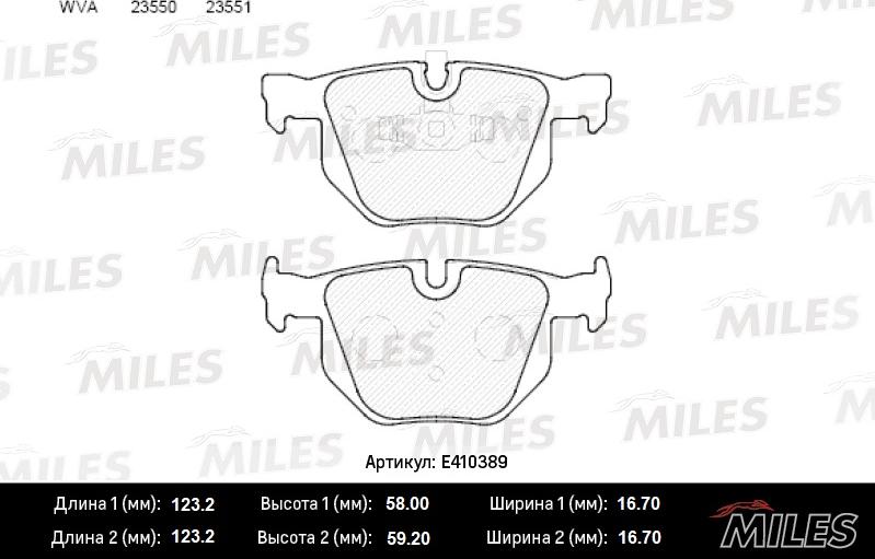 Miles E410389 - Гальмівні колодки, дискові гальма avtolavka.club