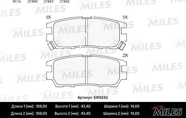 Miles E410242 - Гальмівні колодки, дискові гальма avtolavka.club