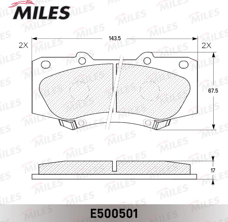 Miles E500501 - Гальмівні колодки, дискові гальма avtolavka.club