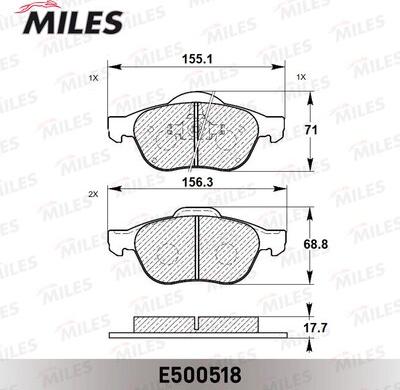 Miles E500518 - Гальмівні колодки, дискові гальма avtolavka.club