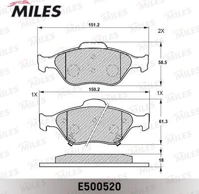 Miles E500520 - Гальмівні колодки, дискові гальма avtolavka.club
