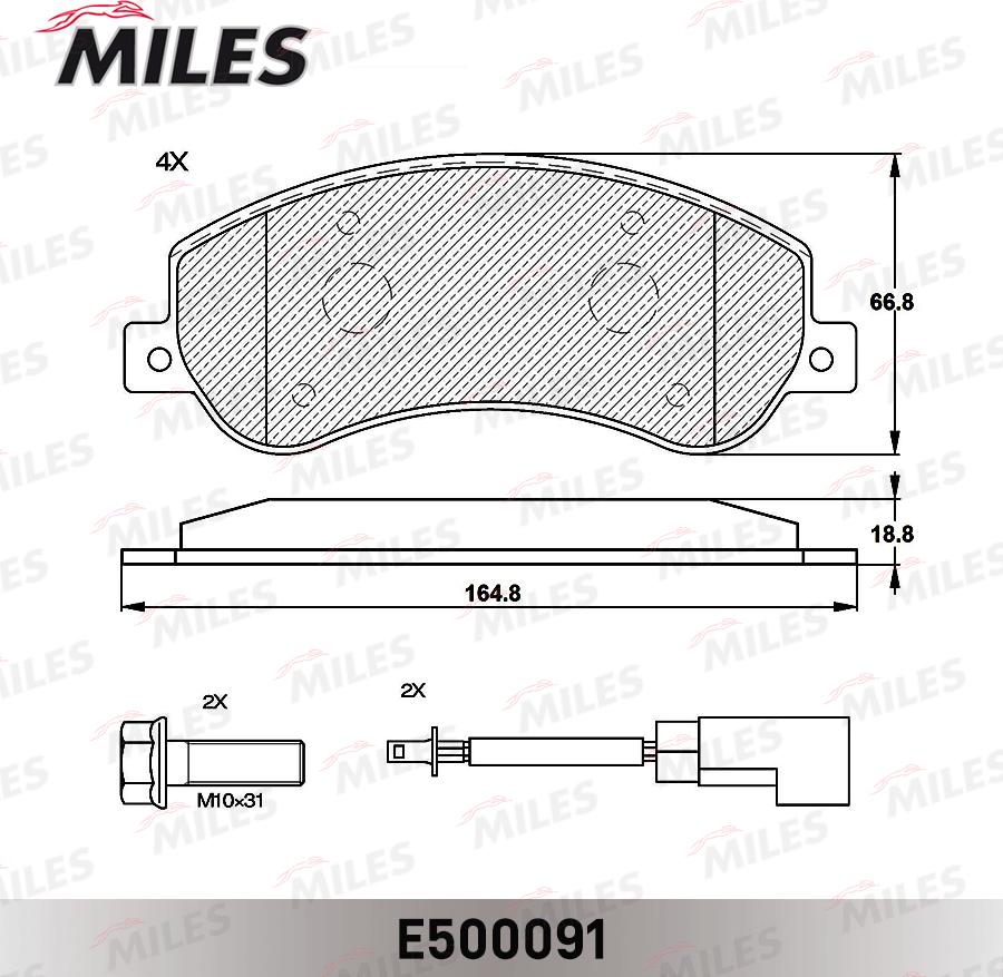 Miles E500091 - Гальмівні колодки, дискові гальма avtolavka.club
