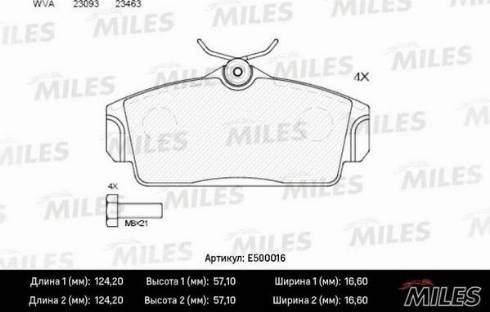 Miles E500016 - Гальмівні колодки, дискові гальма avtolavka.club