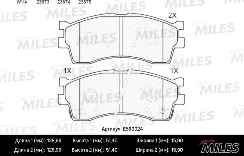 Miles E500024 - Гальмівні колодки, дискові гальма avtolavka.club