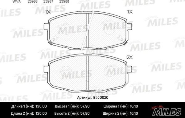 Miles E500020 - Гальмівні колодки, дискові гальма avtolavka.club