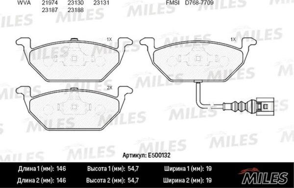 Miles E500132 - Гальмівні колодки, дискові гальма avtolavka.club