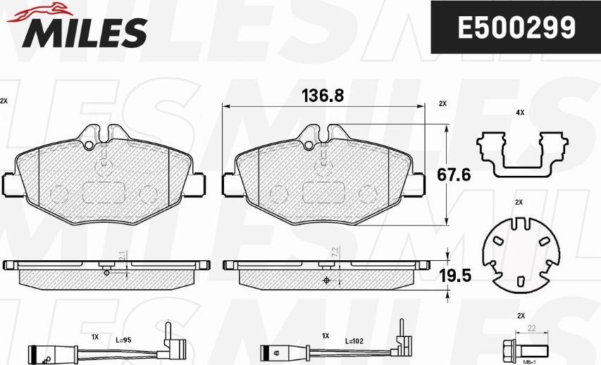 Miles E500299 - Гальмівні колодки, дискові гальма avtolavka.club