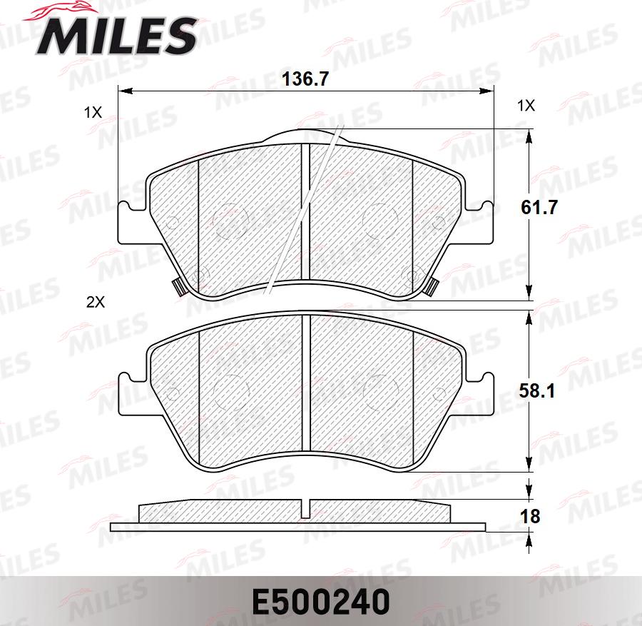 Miles E500240 - Гальмівні колодки, дискові гальма avtolavka.club