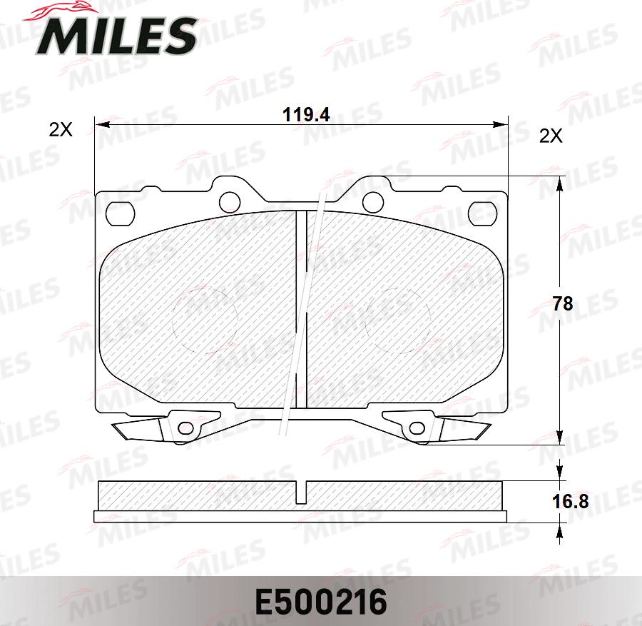 Miles E500216 - Гальмівні колодки, дискові гальма avtolavka.club