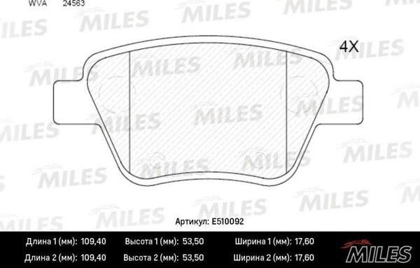 Miles E510092 - Гальмівні колодки, дискові гальма avtolavka.club