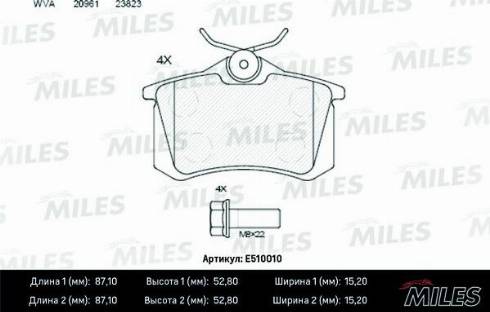 Miles E510010 - Гальмівні колодки, дискові гальма avtolavka.club