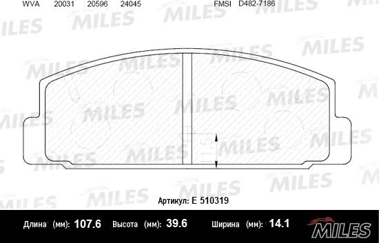 Miles E510319 - Гальмівні колодки, дискові гальма avtolavka.club