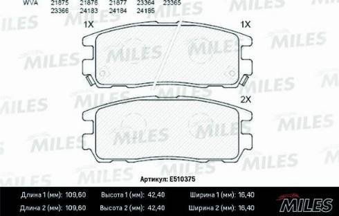 Miles E510375 - Гальмівні колодки, дискові гальма avtolavka.club