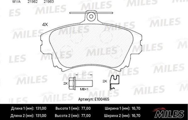 Miles E100465 - Гальмівні колодки, дискові гальма avtolavka.club