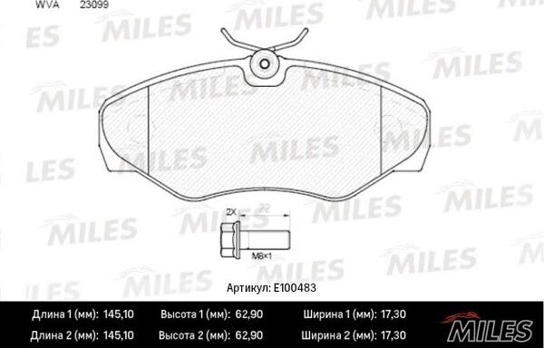 Miles E100483 - Гальмівні колодки, дискові гальма avtolavka.club