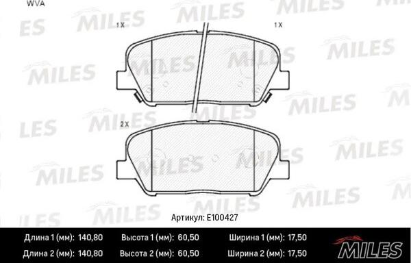 Miles E100427 - Гальмівні колодки, дискові гальма avtolavka.club