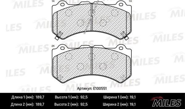 Miles E100551 - Гальмівні колодки, дискові гальма avtolavka.club