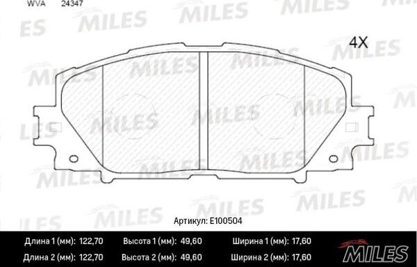 Miles E100504 - Гальмівні колодки, дискові гальма avtolavka.club