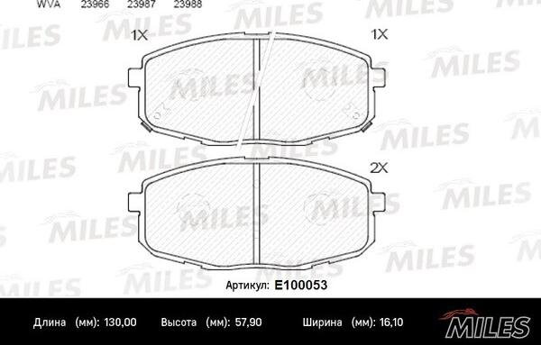 Miles E100053 - Гальмівні колодки, дискові гальма avtolavka.club