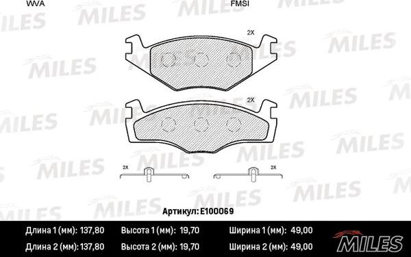 Miles E100069 - Гальмівні колодки, дискові гальма avtolavka.club