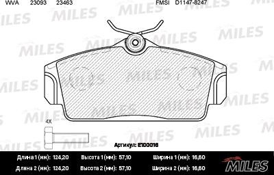 Miles E100016 - Гальмівні колодки, дискові гальма avtolavka.club