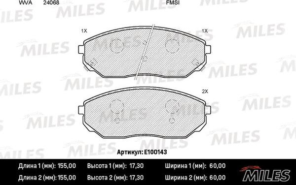 Miles E100143 - Гальмівні колодки, дискові гальма avtolavka.club