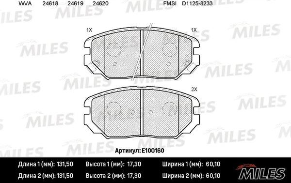 Miles E100160 - Гальмівні колодки, дискові гальма avtolavka.club