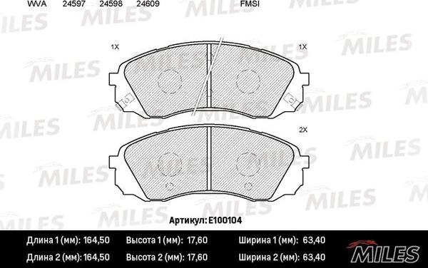 Miles E100104 - Гальмівні колодки, дискові гальма avtolavka.club