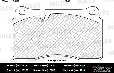 Miles E100105 - Гальмівні колодки, дискові гальма avtolavka.club