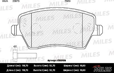 Miles E100108 - Гальмівні колодки, дискові гальма avtolavka.club